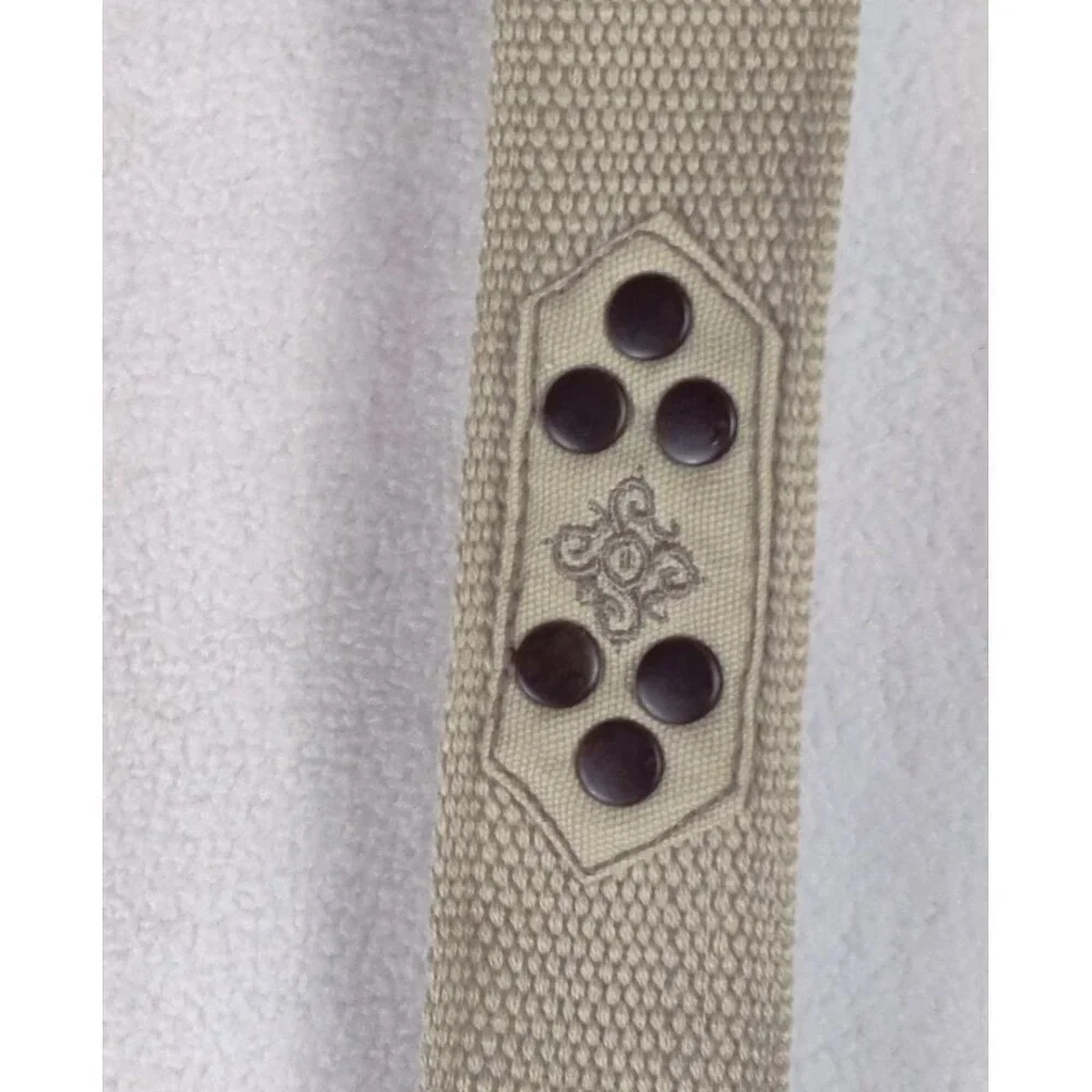 Canvas Belt Tan Brass Studs Buckle Boho Renaissance Adjustable Cottage Hippie